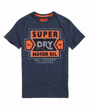 Superdry Heritage Classic Férfi Pólók Kék | PQSVU6794